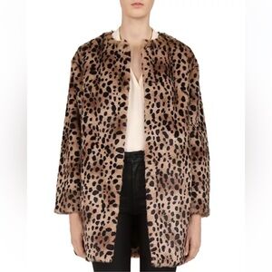 Gerard Darel Paris Women’s 40 Leopard Animal Print Faux Fur Mischa Coat Jacket